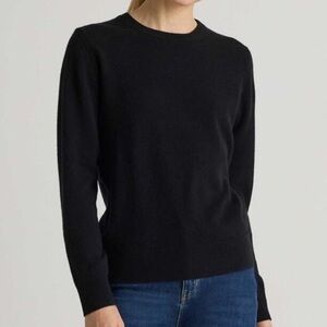 Quince Women's Mongolian Cashmere wool Crewneck Sweater Black Sleeved Top L
